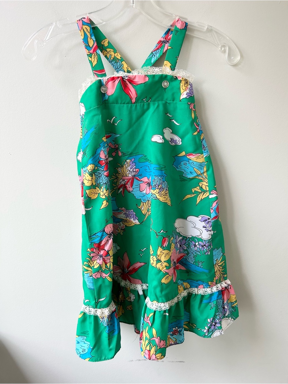 Vintage girls Hawaiian tropical print dress